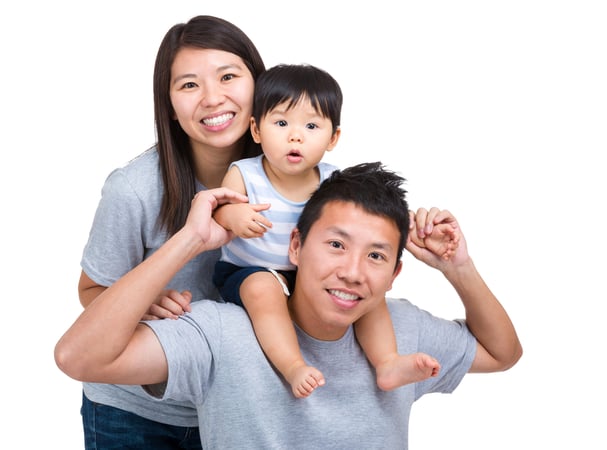 Happy asian family with baby son